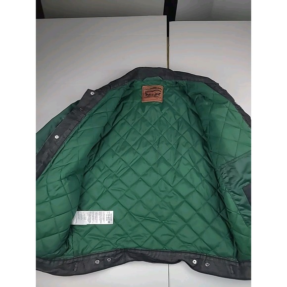 Green‎ Bay Packers Denim Jacket Mens Large Levi's NFL Black Green Gold Rare - Picture 7 of 16